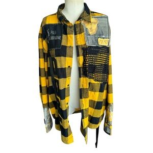 Dust of Gods Custom Made Yellow & Black Flannel Top One Of A Kind Medium